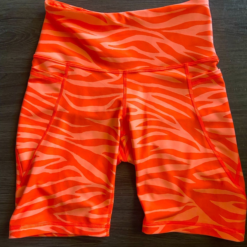 Orange zebra pattern biker short